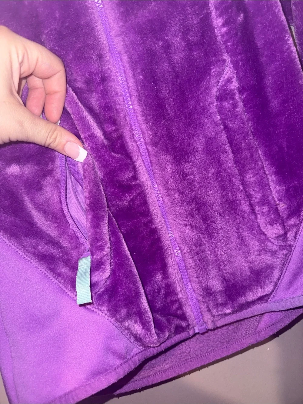 Girls Purple Plush Full-Zip Fleece Jacket